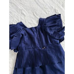 Chloé Girls Navy Pleated Ruffle Sleeve Dress Size 2Y 24M Designer